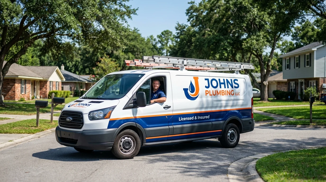 Johns Plumbing LLC service van in Mineral Point, WI