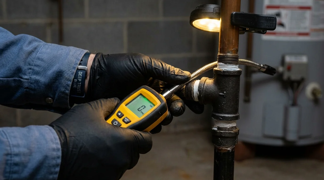 Gas leak detection with electronic sniffer by Johns Plumbing LLC in Mineral Point