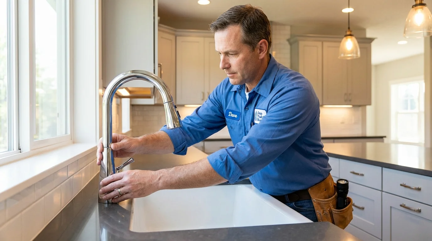 Kitchen faucet installation by Johns Plumbing LLC in Mineral Point