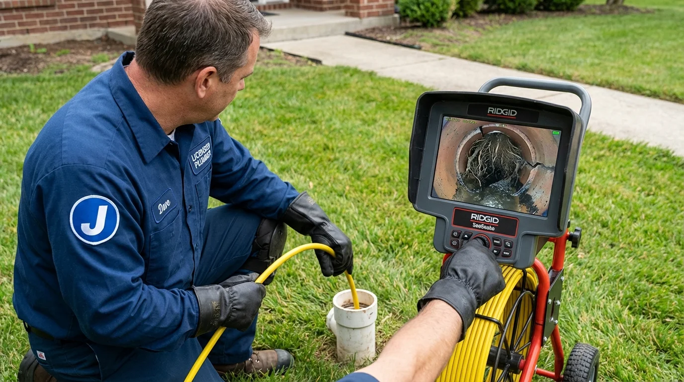 Sewer camera inspection being performed by Johns Plumbing LLC in Mineral Point